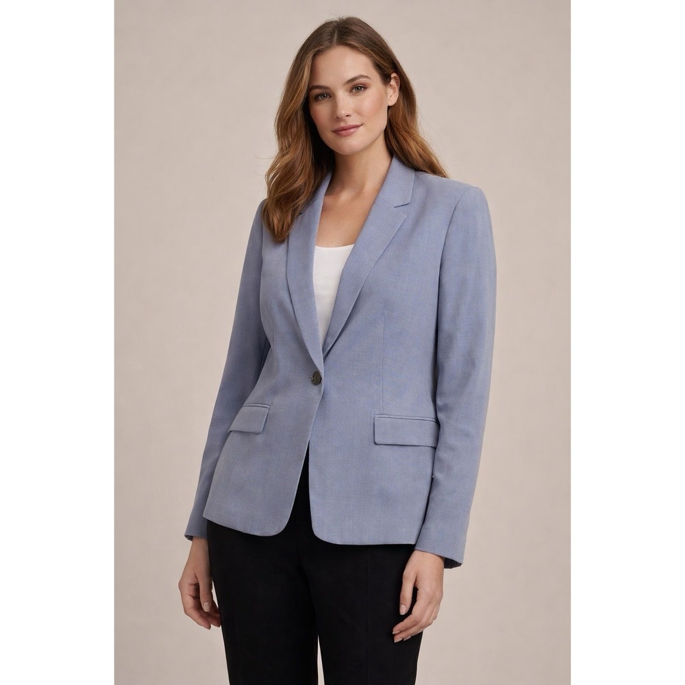 Kasper Women's Size 18 Blue Sports Coat Business Blazer Jacket Single Button